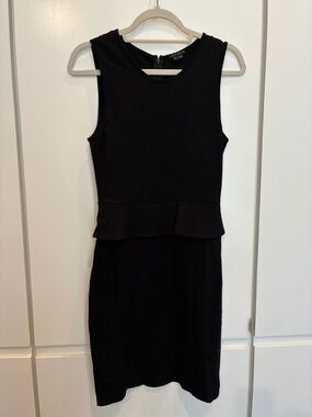 Theory Black Sleeveless Peplum Midi Dress